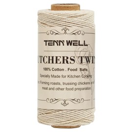 Tenn Well Butchers Cooking Twine, 328 Feet 3Ply 1mm Cotton Bakers Twine, Food Safe Kitchen String for Roasting, Trussing Meat and Turkey, Food Prep, Baking and More
