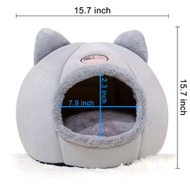 Andiker Cat Cave Bed, 36 * 36 cm Warm and Comfortable Cat Bed Cat Tent with Non-slip Bottom, Semi-enclosed Foldable Cat Cave Nest Cozy Sleeping Bed for Cats