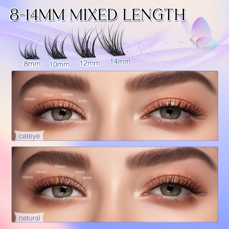 LZM Cluster Lashes 10mm Individual Eyelashes C Curl Lashes Individual