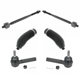 TRQ Front Driver & Passenger Side Inner & Outer Steering Kit Steering Rack & Pinion Bellow Tie Rod Compatible with 2007-2012 Dodge Caliber 2007-2017 Jeep Compass Patriot