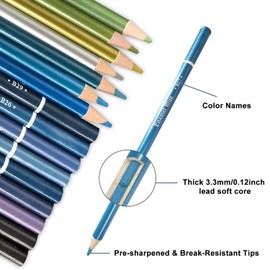Ccfoud Colouring Pencils, 72 Metallic Colouring Pencils, Colouring Pencils for Adults for Drawing Artists' Supplies, Drawing, Sketching, Colouring for Adults, Artists or Professionals