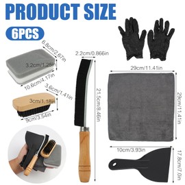 7Pcs Headstone Cleaning Kit, Convenient Cleaning Kit, Includes Carpet Brush, Crevice Brush, Sponge, Towel, Scraper, and Gloves, Ideal for Grave Sites and Granite or Stone Surfaces