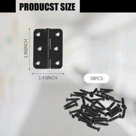LIAMGUS 6 pcs Black Hinges, Small Hinges, Black Door Hinges, Hinge, for Home Furniture Hardware Cabinet Closet Door Drawer Wood Box (38 pcs Hinge Screws)
