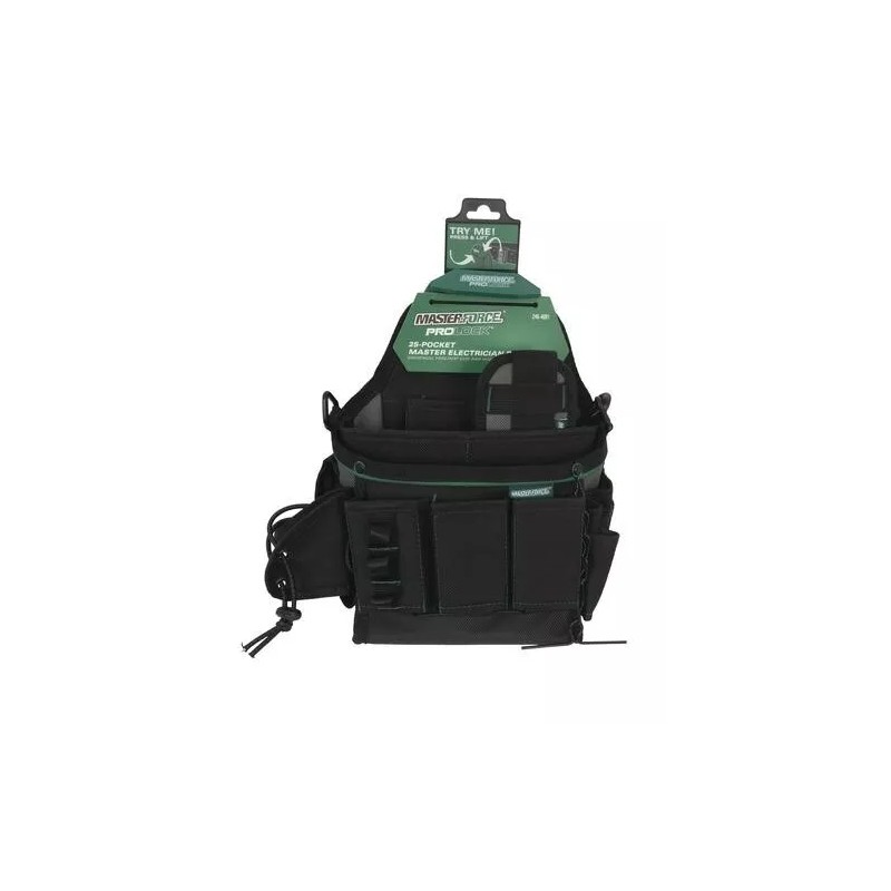 Masterforce 11" 25 Pocket Master Electrician Pouch w/ Clip Hub