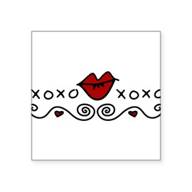 CafePress Lip Kisses Square Sticker 3 X 3 Square Bumper Sticker Car Decal