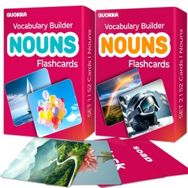 QUOKKA 104 Noun Flash Cards Set – Kids and Adults Vocabulary Builder for ABA Therapy, Early Childhood Education, and ESL Teaching – Picture Cards for Speech Therapy and Vocabulary Building Activities