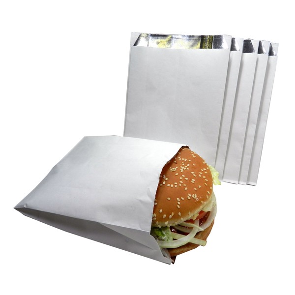 Regency Wraps Hamburger Bags , White with Foil Lining to Retain Heat, 5.25"X 7.5", 100 Ct, 5.25 X 7.5