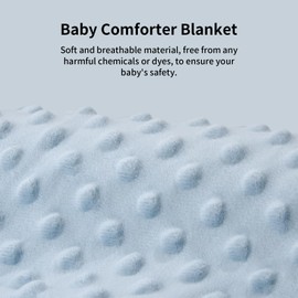 ORUZA Tag Comfort Blanket Baby, Baby Comforter with Colorful Taggies, Tag for Babies Soft Touch Comfort Blanket for Newborn Boys and Girls (Blue)