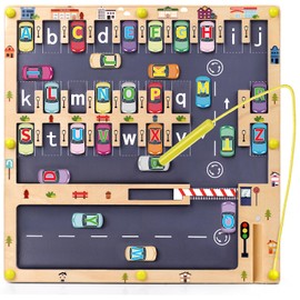 Scuwtocn Wooden Magnetic Alphabet Maze Letter Puzzle, Montessori Fine Motor Skills Toys for Boys Girls 3 4 5 Years Old, ABC Learning Toys for Kids Age 3+, Christmas, Birthday Present