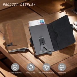 nutmanel Men's Leather Wallet, Slim Wallet with Coin Compartment & RFID Protection, 7 Card Slots, Genuine Leather Wallet, Mini Wallet for Men and Women, Wallet Card Holder, Credit Card Holder, Brown,