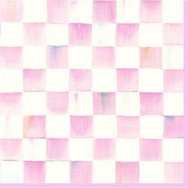 MACKENZIE-CHILDS Luncheon Paper Napkins, Stylish Paper Luncheon Napkins, Pink-and-White Rosy Check