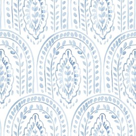 Peel and Stick Wallpaper Modern Wall Paper Boho Contact Paper Removable Wallpaper Peel and Stick Blue and White Self-Adhesive for Bathroom Bedroom Kitchen Wall Decor 17.3" x 118"