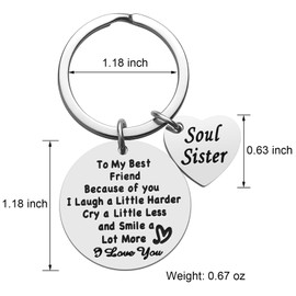 iJuqi iJuqi Soul Sister Keychain Gift for Best Friends - Birthday and Christmas Gifts for Women