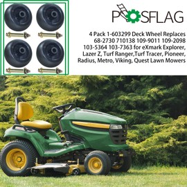 POSFLAG 4 Pack 1-603299 Anti Scalp Roller Replaces 116-9981 eXmark 116-9981 Anti-Scalp Roller Kit, 1-603299 eX-mark 1-603299, Toro 68-2730, eXmark 103-3168, 103-5364, 103-7263, 1 603299, 710138