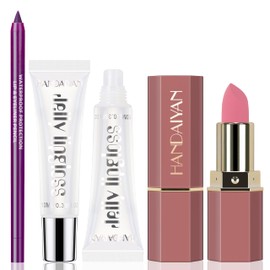 Noerrors Lip Liner and Lipstick Kit, Pink Lip Combo Sets for Black Women, Purple Brown Lips Pencil Pink Lipstick Clear Lip Oil Moisturizing Non-sticky for Plumper Ombre Makeup for Women Set B