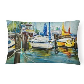 Caroline's Treasures JMK1085PW1216 Yellow Boat II Sailboat Canvas Fabric Decorative Pillow Machine Washable, Indoor Outdoor Decorative Pillow for Couch, Bed or Patio, 12HX16W