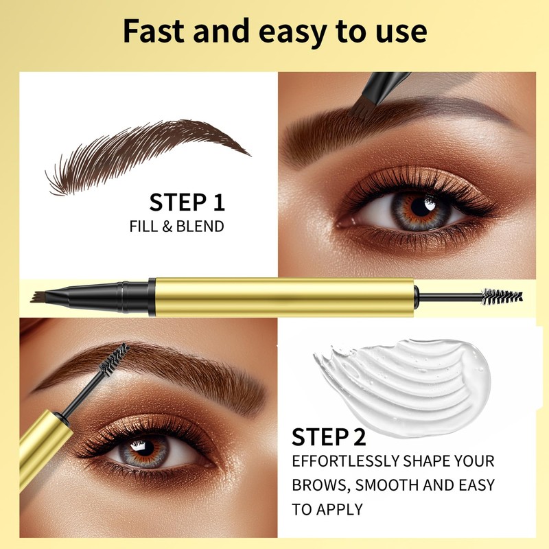 Microblading Eyebrow Pen - 2-in-1 Dual-Ended Waterproof Eye Brow Pen