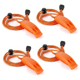 EIHI Emergency Whistle, 4 Pieces, Super Loud Safety Whistle with Lanyard, Hand Whistle, Ideal for Kayaking, Boating, Swimming, Survival in Water, Hiking, Camping, Climbing, beige