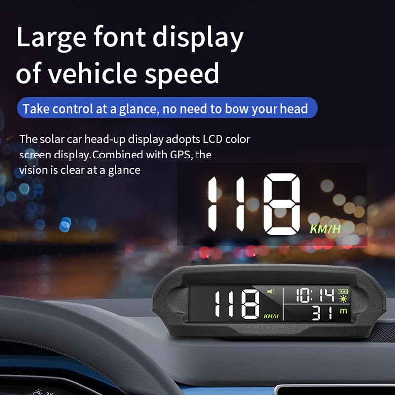 Smart HUD Display Digital Solar Charged Displays Time Temp Over
