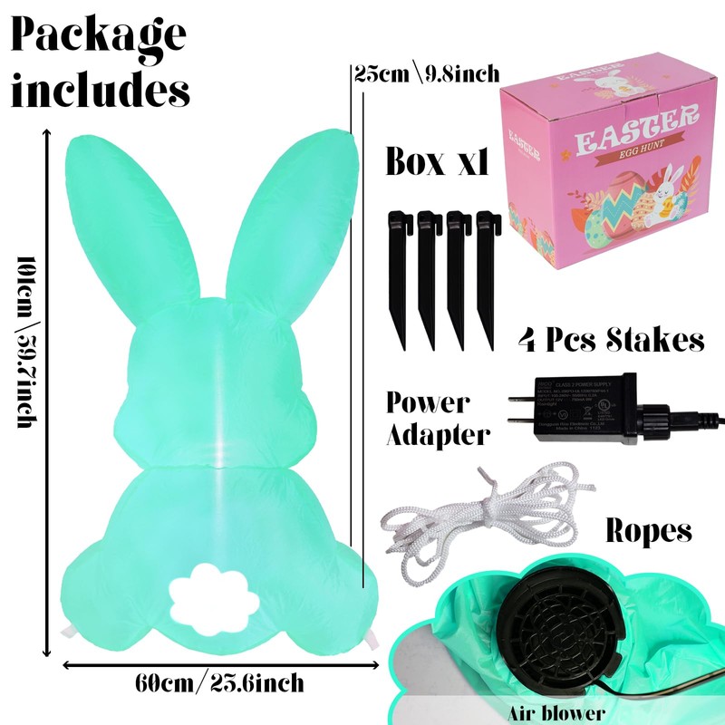 CMUSKO Easter Inflatable Yard Decorations - Easter Bunny Blow Up