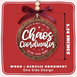 TEEBIM Chaos Coordinator Ornament - Thank You Gifts - Employee Appreciation Gifts for Women, Boss, Coworker, Teacher, Nurse - Inspirational Farewell Going Away Gift - Wood & Acrylic Christmas Ornament