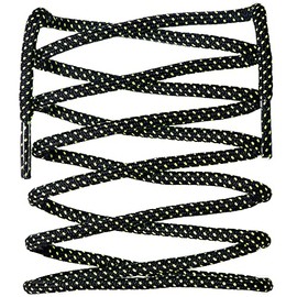 LitLaces - Round Rope Shoe Laces Two Tone Dotted Design for Sneakers (Black Volt, 54")