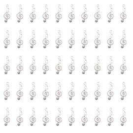 Ruwado 50 Pcs Musical Note Charm Metal Music Symbol Vintage Elegant Chic Instrument Pendant Beads for Craft Art Supplies Jewelry Making Finding DIY Necklace Bracelet Earring (Silver)