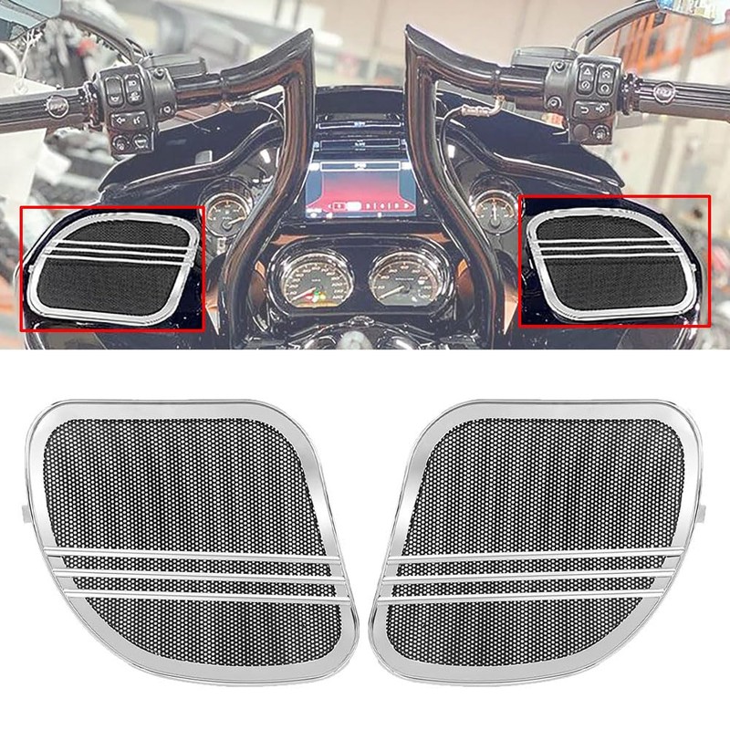 MACHSWON Motorcycle Tri-Line Speaker Grills, Front Fairing Speaker Cover, 2015-2022
