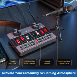 Podcast Equipment Bundle for 2 Mic Tiktok Video Content Creator Kit, Audio Interface DJ Mixer Sound Card/Board Condenser Microphone for Studio Smartphone/PC/Laptop Broadcast Recording/Live Stream