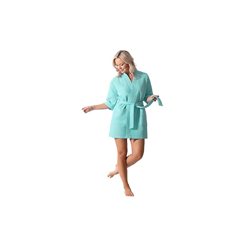 Turkish Linen - Bata corta ligera de punto gofre, spa