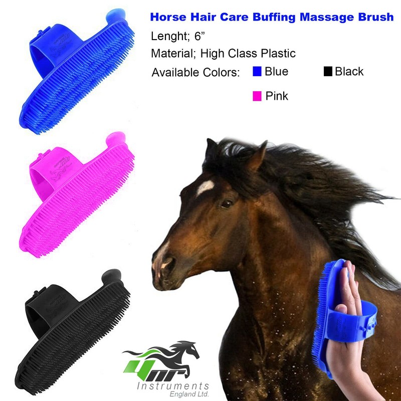 Black Plastic Curry Comb with Adjustable Strap Horse Grooming