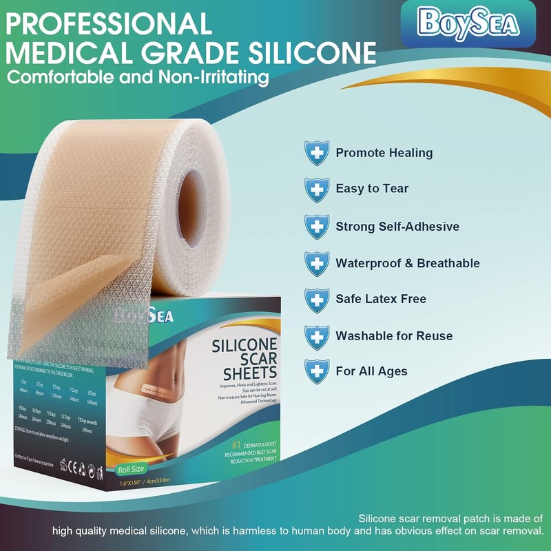 Professional Silicone Scar Sheets (1.6" x 150" Scar Roll-3.8M) -