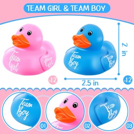 Deekin 24 Pieces Pink Blue Gender Reveal Rubber Ducks in Bulk Mini Ducky Bath Toys Small Ducks for Baby Shower Gender Reveal Party Favor Decorations(Team Boy / Girl)