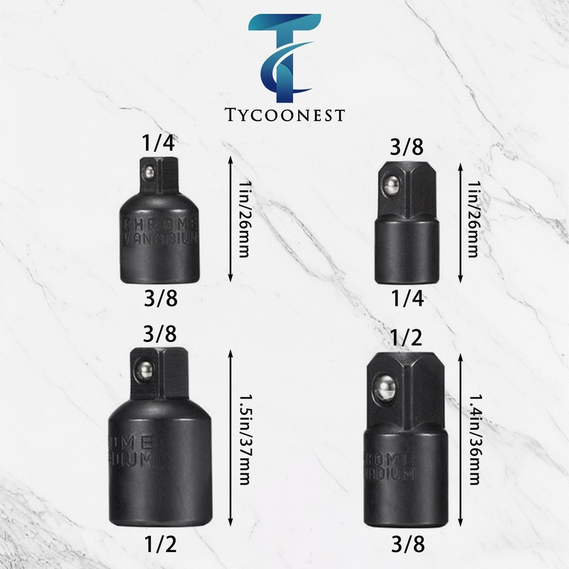 Tycoonest 7Pcs Impact Socket Adapter and Reducer Set, Extension Drill