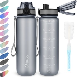 OKKLE Water Bottle 1L BPA Free Water Bottle with Lid and Leak-Proof, Suitable for Gym, School, Cycling, Outdoor, Sports, Fitness
