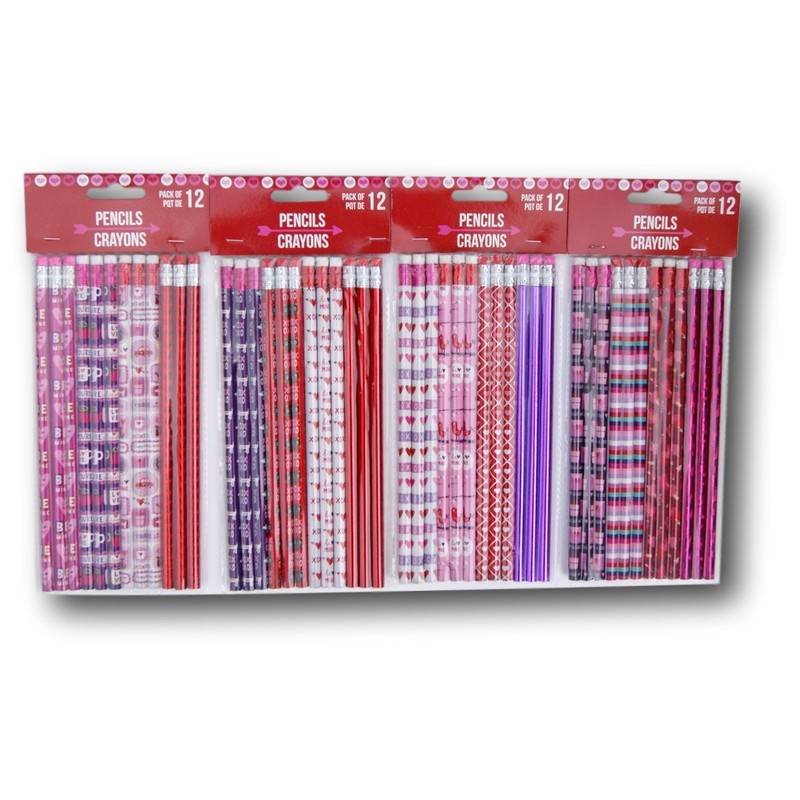 Valentine Pencils School Favors - 24 Pencils (Styles Vary)