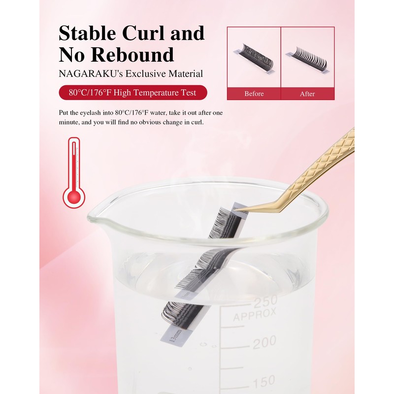 NAGARAKU 2D UU Eyelashes, Double Tips, Parallel U-Shape, Volume Fans,