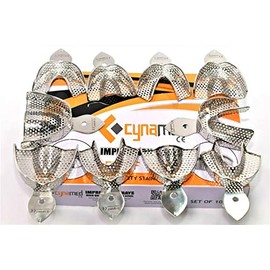 Cynamed Bandejas de impresión ortográfica alemanas de alta calidad, acero inoxidable, autoclavables, 10 piezas/juego de instrumentos de dentadura superior e inferior, cianmed
