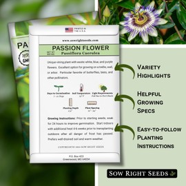Sow Right Seeds - Passion Flower (Passiflora caerulea) Seeds for Planting - Beautiful Flowers to Plant in Your Garden - Non-GMO Heirloom Seeds - Exotic and Colorful Blooms - Attract Pollinators