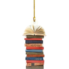 Book Christmas Tree Ornament, Gifts for Book Lovers,Acrylic Creative Christmas Book Car Decoration, Christmas Tree Decoration Holiday Home Decoration, Home Décor Accents