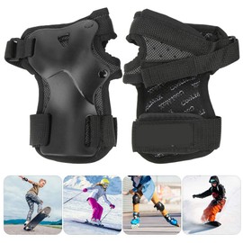 Leapiture Pack of 2 Hand Guards, Breathable Wrist Protection, Nylon, Plastic, Sports Protective Equipment for Roller Skating, Skiing, Snowboarding (S-Black)