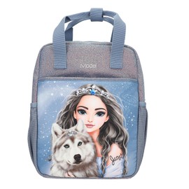 Depesche 13154 TOPModel Wolf Backpack in Dark Blue, with Model Motif, Stars and Glitter, Bag with Adjustable Straps, Multicoloured