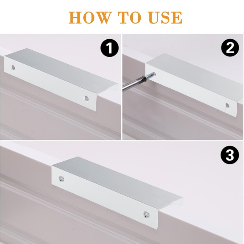 4Pcs Hidden Drawer Pulls Mount Finger Edge Pull Finger Edge