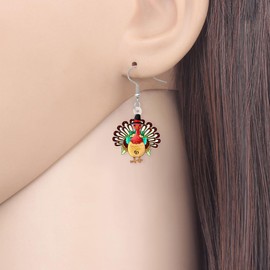 DUOWEI Cute Acrylic Thanksgiving Turkey Earrings for Women Autumn Pumpkin Dangle Jewellery Gifts Charms for Girls Accessories, Acrylic, No Gemstone