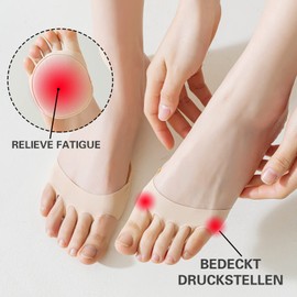 Caudblor 6 Pairs of Ankle Socks Women's Toe Socks Invisible Cotton Toe Cap Forefoot Pad Black Beige High Heel Cushion Shoe Insoles 36-39 39-42, nude