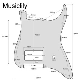Musiclily Pro 11 Holes Strat Pickguard 1 Covered Humbucker Guitar Pickguard for Fender USA/Mexico Tom Delonge Strat Style Electric Guitar, 3-Ply Aged White