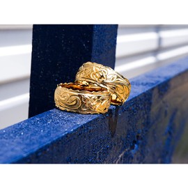 Jurice Hawaiian Jewelry Ring, 14K Gold Plated, Plumeria, Scroll, Honu, Anniversary, Birthday, Gift, Metal