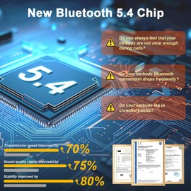 Nerunsa Wireless Earbuds Bluetooth Headphone, Bluetooth 5.4 Earphones Noise Cancelling, 48H Deep Bass Stereo Sound Earbud Wireless Headphone with 4 ENC Mic, Type C Fast Charge Ear Buds