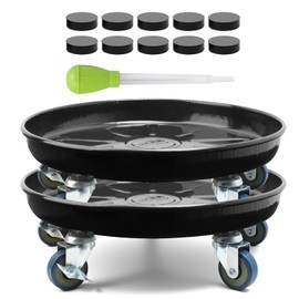 YUFDA 2 Pack 17 Inch Metal Plant Caddy With Lockable Wheels,Plant Stand Dolly for Heavy Planter,Wheeled Planter Saucer Tray,Rolling Plant Stand,Heavy-Duty Plant Caddy for Indoor and Outdoor(Black)