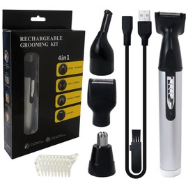 BGEHHCY ABS Black 4 in 1 Rechargeable Hair Clipper Shaver Ear Nose Eyebrow Beard Trimmer Set Unisex Personal Grooming Tool
